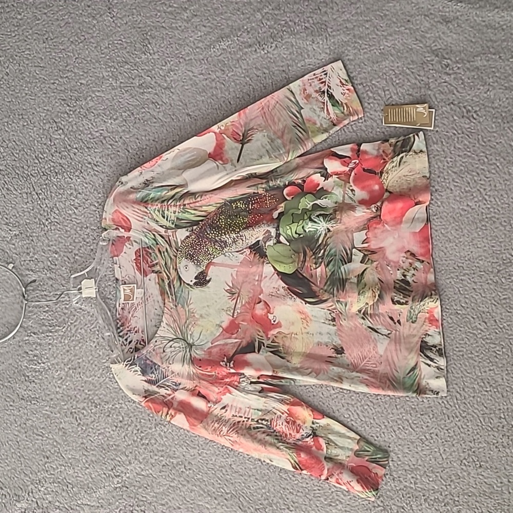 NWT JM Collection Women’s Peacock Feather Print Top Size PL